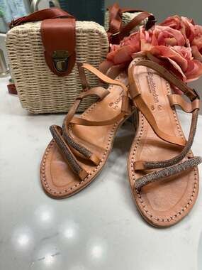 Laid Back London Azari Beaded Leather Sandals Size 39 / US 9